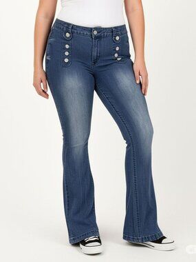 Zoe + Phoebe High Rise Slim Bootcut Jeans - Blue (Size 10)